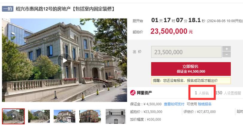 绍兴银泰门口“大别墅”，拍卖成功