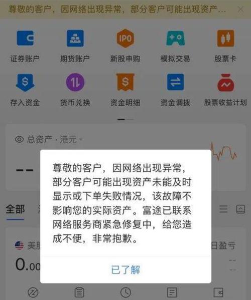 系统故障导致用户资产清零。曾辅助快手、百度赴港上市的富途闹笑话了