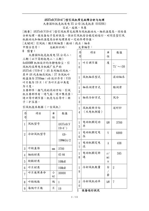 电站风机常见故障分析